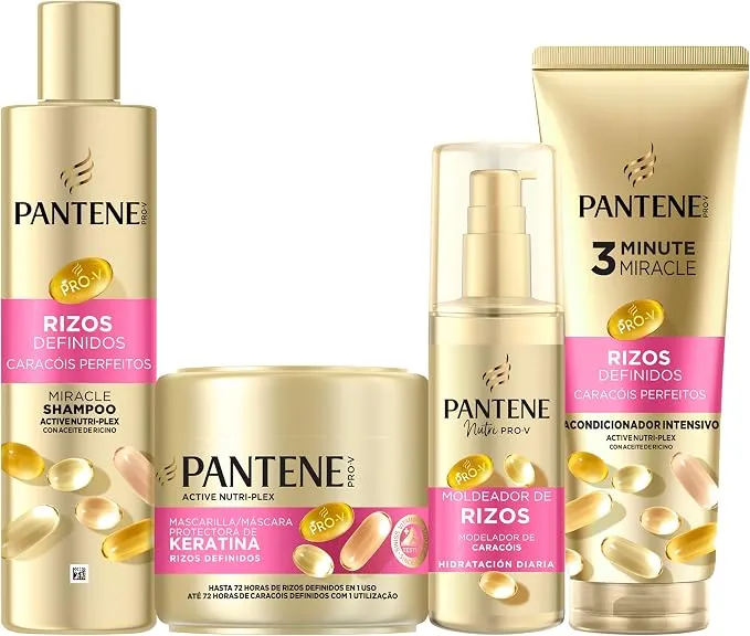 Pantene Rizos Definidos Pack Champú, Mascarilla, Acondicionador y Moldeador