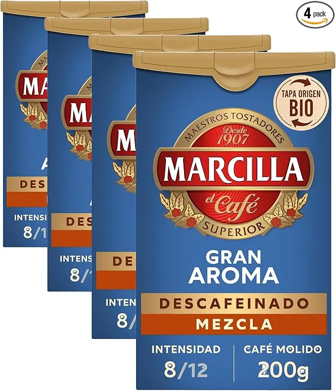 Marcilla Café Molido Descafeinado Mezcla 200 g (Paquete de 4)