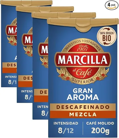 Marcilla Café Molido Descafeinado Mezcla 200 g (Paquete de 4)