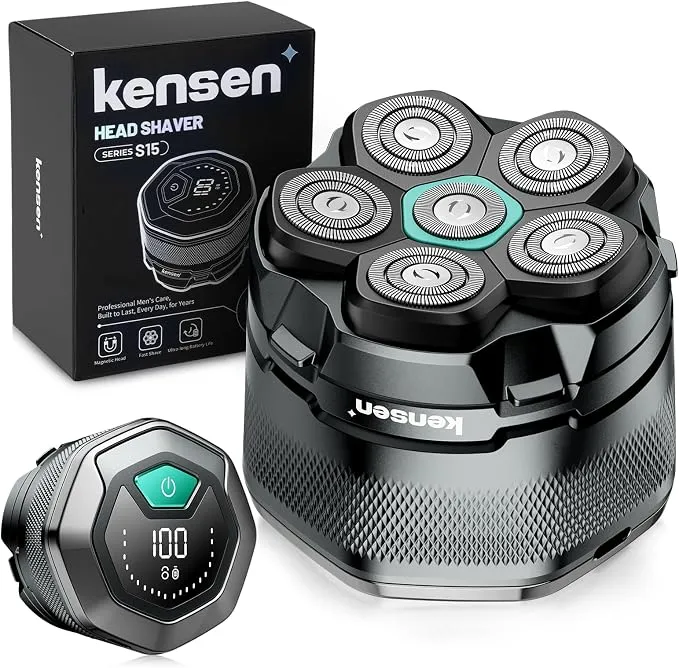 Kensen Afeitadora Eléctrica 6D para Hombre Calvo con Cabezal Magnético y Pantalla LED