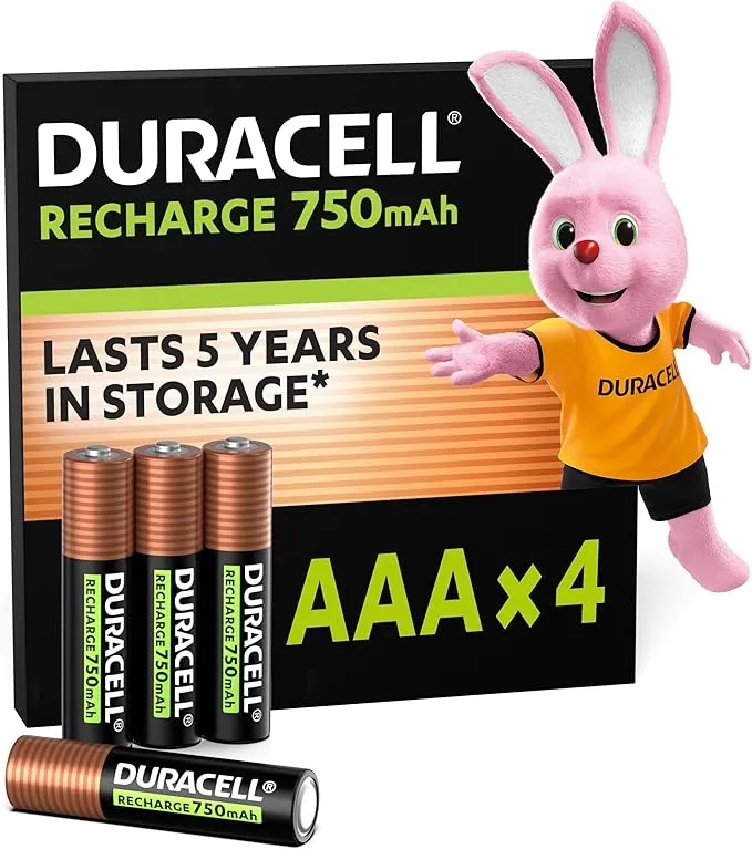 Pack 4 Pilas Recargables Duracell AAA 750 mAh NiMH