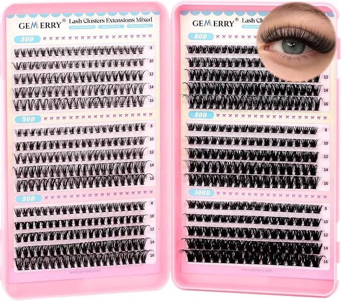 GEMERRY Pestañas Postizas Mix 30D-100D D Curl 8-16mm (Pack 6 Cajas)