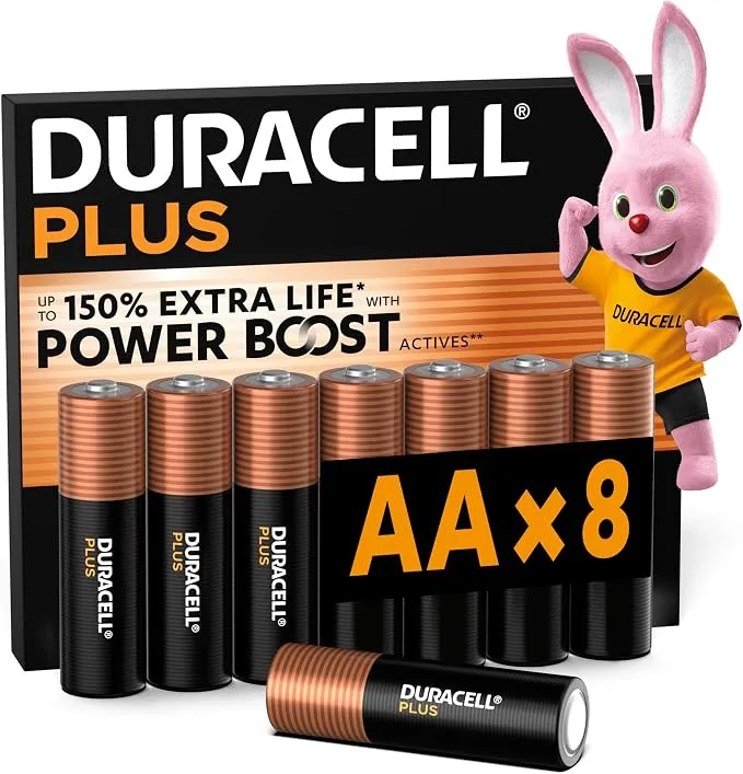 Pilas Alcalinas AA Duracell Plus (Paquete de 8)