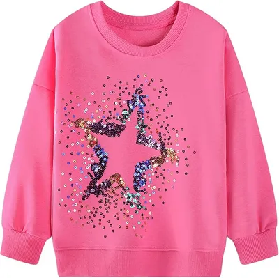 FILOWA Sudadera Niñas sin Capucha Estrellas Lentejuelas Estampados
