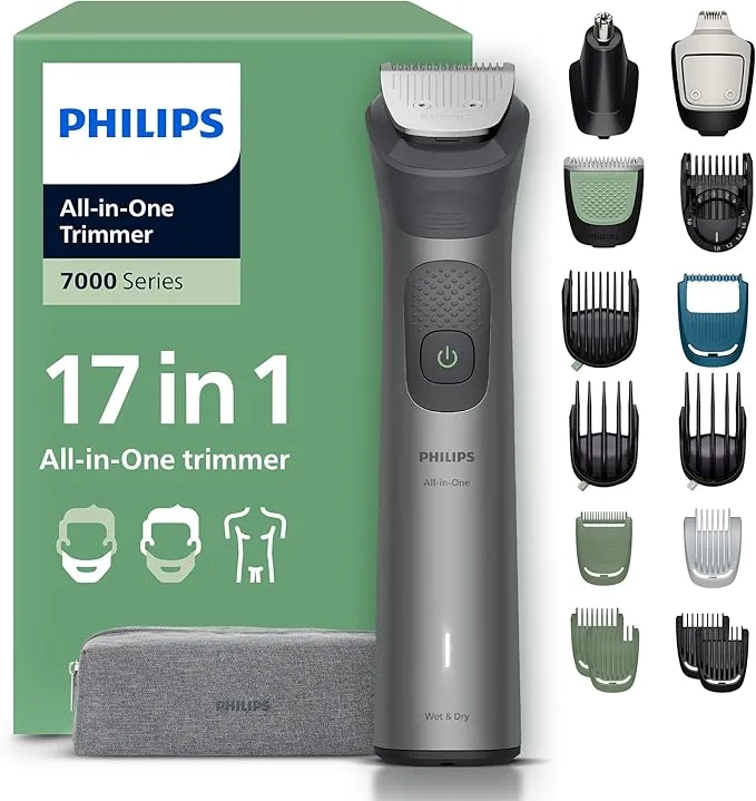 Recortadora Philips Serie 7000 Multifuncional para Rostro, Cabeza y Cuerpo
