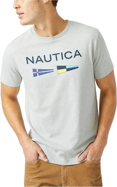 Nautica Men's Sustainably Crafted Logo Signal Flag Graphic T-Shirt Camiseta Hombre
