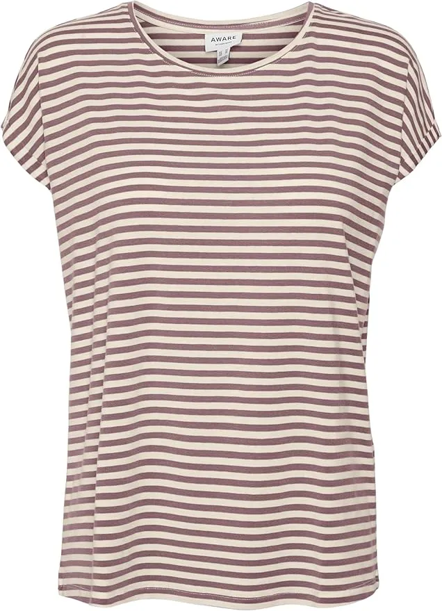 Vero Moda Vmava Plain SS Top Stripe Ga Jrs Noos Camiseta Mujer (Pack de 1)
