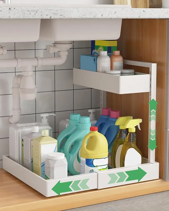 UMDONX Organizador de Fregadero de Cocina Extensible de 2 Pisos
