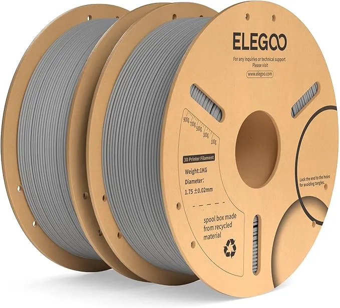 ELEGOO Filamento PLA+ 1.75mm 2KG Gris para Impresora 3D