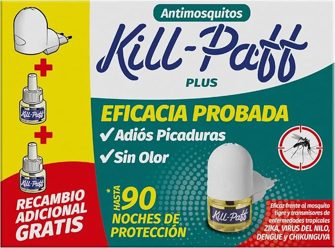 KILL-PAFF Insecticida Eléctrico Antimosquitos - Difusor + 2 Recambios