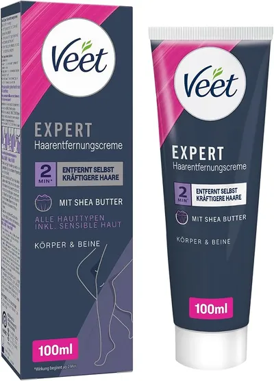 Veet Expert Crema Depilatoria para Cuerpo y Piernas con Manteca de Karité