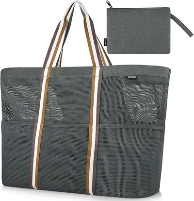 GAGAKU Bolsa de playa XXL/3XL con compartimento frigorífico, impermeable, con cremallera, plegable, grande, para familia, mujer, piscina, viajes