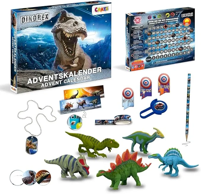 Calendario de Adviento CRAZE con Dinosaurios de Juguete y Sorpresas para Niños