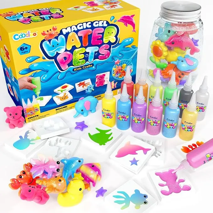 Coodoo Aqua Gelz Set: Juguete de Gel de Agua Mágico 3D DIY con 12 Colores y Moldes