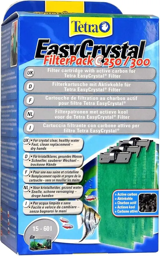 Tetra EasyCrystal Filter Pack C250/300: Material Filtrante Carbón Activado para Acuarios