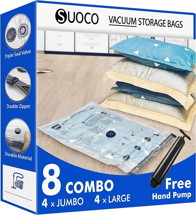 SUOCO Bolsas de Almacenaje al Vacío para Ropa (8 Unidades)