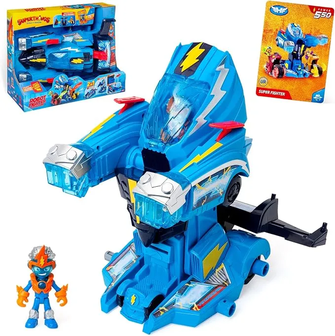SUPERTHINGS Robot Fighter: Vehículo Transformable con Playset y Figura Kid Kazoom