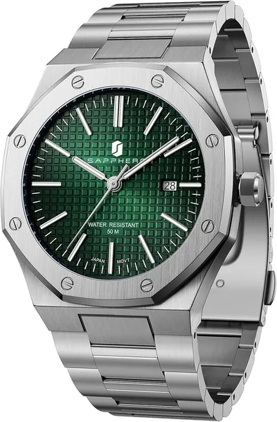 SAPPHERO Relojes de Cuarzo para Hombre, Correa de Acero Inoxidable, Resistente al Agua 50 m, Calendario de Fecha, Reloj de Pulsera para Hombre, Regalo para Hombres