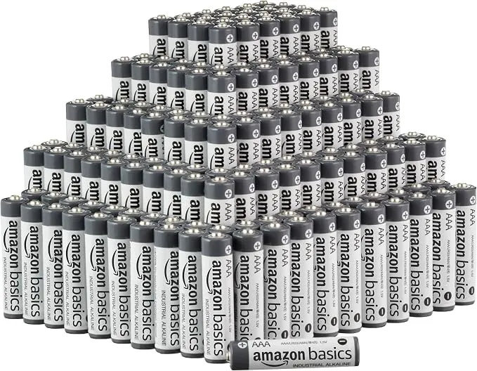 Pilas Alcalinas AAA Amazon Basics - Pack Duradero para Uso Doméstico e Industrial