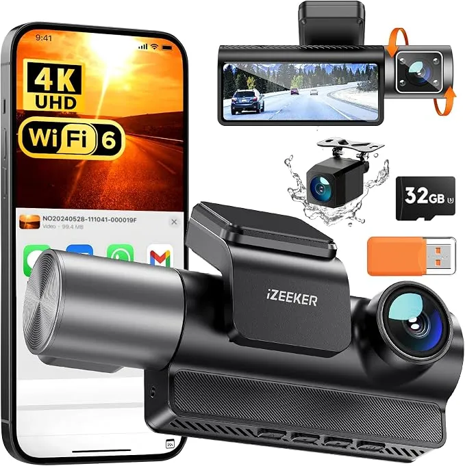 Cámara de Coche iZEEKER 3 en 1 4K con Tarjeta 32GB Incluida