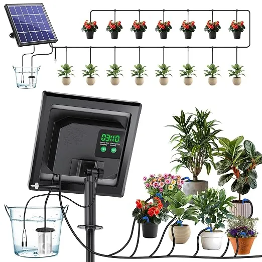 Sistema de Riego Solar Automático Biling de 15m con Temporizador y Panel Solar