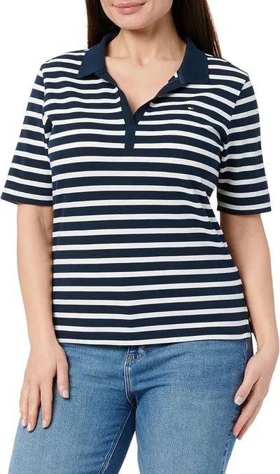 Tommy Hilfiger Polo de Manga Corta Mujer 1985 Pique Regular Fit