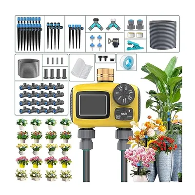 Kit de Sistema de Riego por Goteo con Temporizador Automático de Agua de 2 Zonas con Pantalla LCD