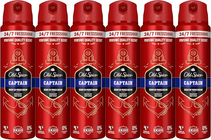 Old Spice Captain Desodorante Spray 6x150ml Sin Aluminio