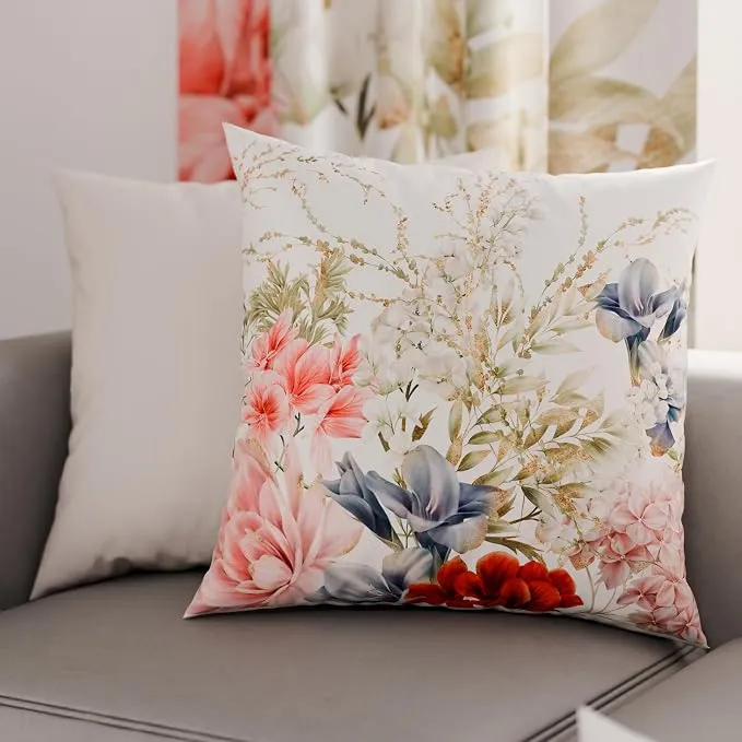 PETTI Artigiani Italiani - Juego de 2 Fundas de Almohada 45x45 cm, Diseño Floral Azul, 100% Microfibra Hipoalergénica