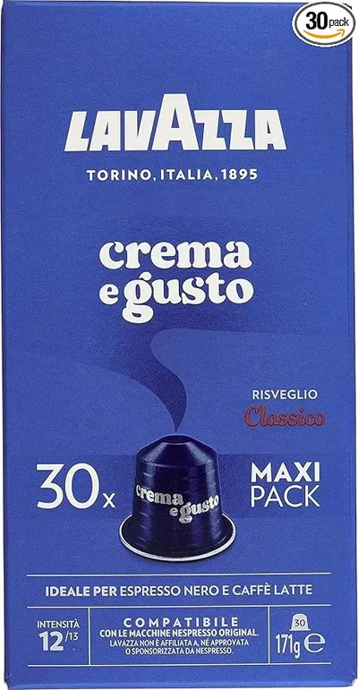 Lavazza, Crema e Gusto Classico, 30 Cápsulas de Café Compatibles con Máquinas Nespresso Original