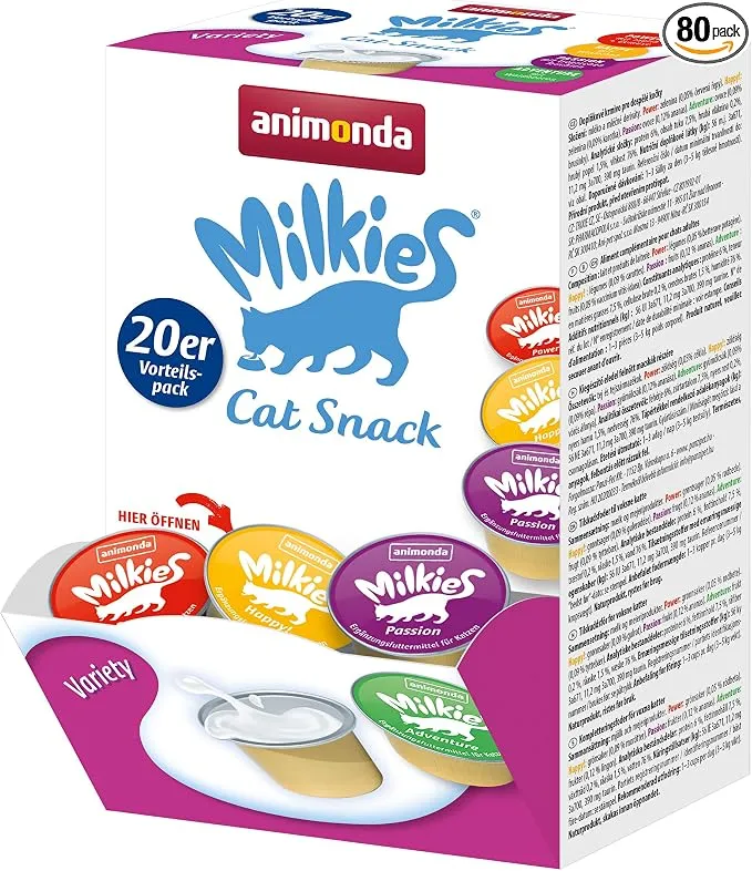 Animonda Milkies Power - Leche para gatos en porciones (Variety, 4 x 20 cápsulas)