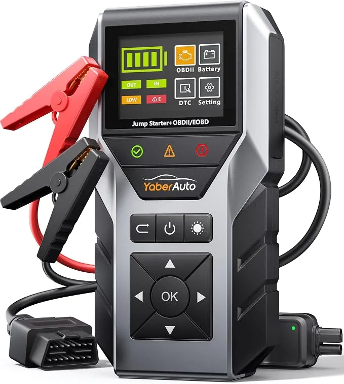 YaberAuto Arrancador de Baterías de Coche Portátil 7000A con Escáner OBD2
