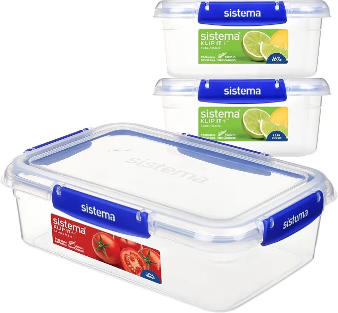 Sistema KLIP Recipientes Herméticos para Comida IT PLUS 3 Unidades (1L y 2.2L)