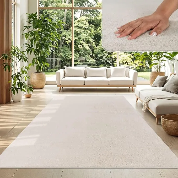 TT Home Alfombra Salón Crème 240x340 cm Lavable Pelo Corto Moderna