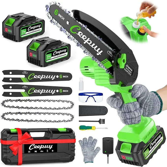 Mini Motosierra a Batería 6 Pulgadas con Doble Batería 4000mAh