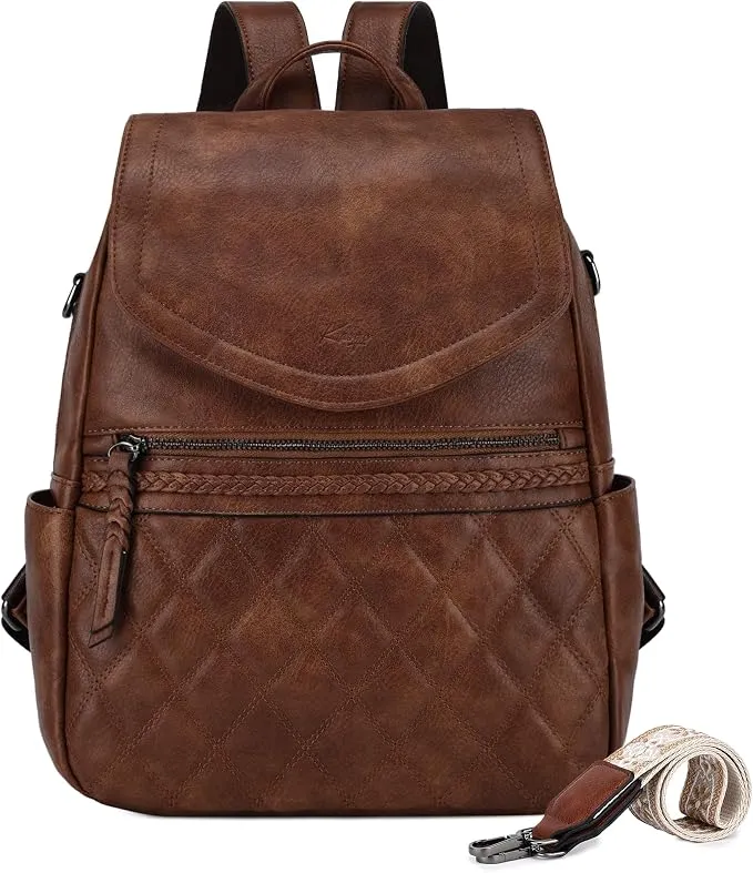 Mochila Antirrobo Mujer de Cuero PU Impermeable para Viaje, Trabajo y Escuela
