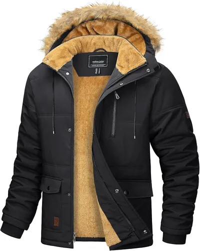 MAGCOMSEN Chaquetas de Invierno Largas Térmicas para Hombre con Capucha Desmontable