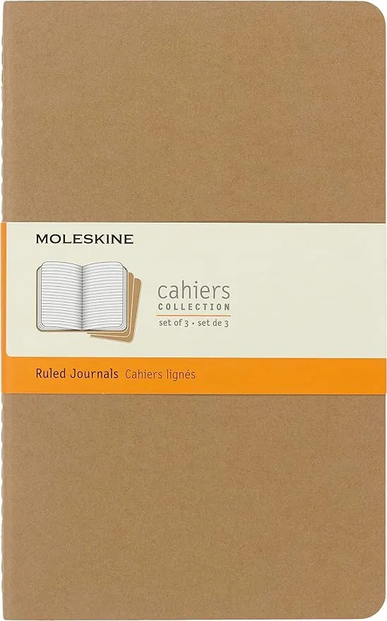 Moleskine Cahier Journal Cuaderno de Notas, Set de 3, Tapa Marrón Kraft