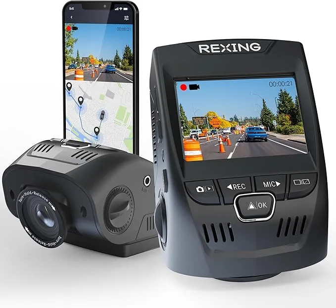 RexingUSA Cámara de salpicadero de Coche V1-4K Ultra HD GPS