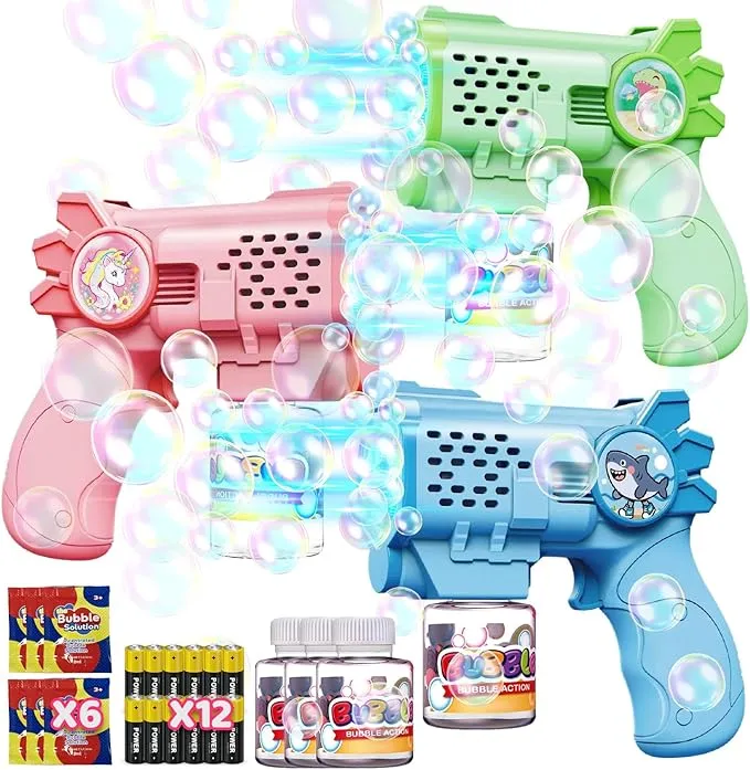 Tecnock Pack de 3 Pistolas de Burbujas Automáticas para Niños
