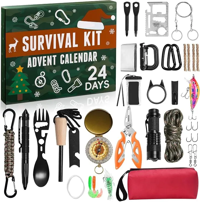 Calendario Adviento 2026 Adulto con Kit Supervivencia 31 Piezas