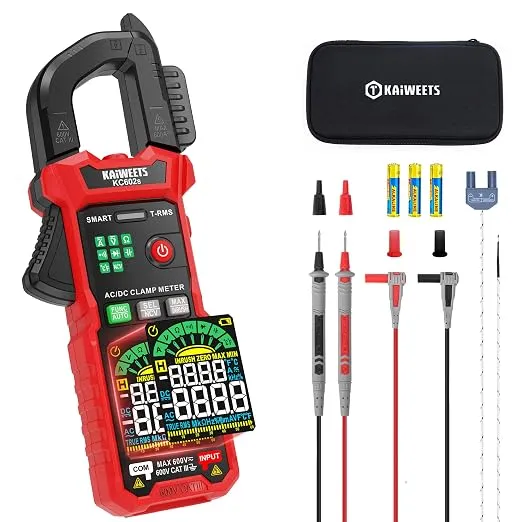 KAIWEETS Tenazas de corriente 600A TRMS con calibrador digital