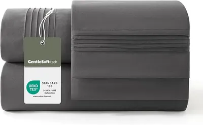 Juego de Sábanas Bedsure Microfibra Gris 3 Piezas para Cama 90x190 cm