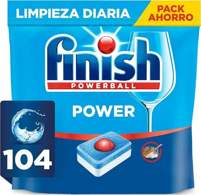Finish Powerball Power All in 1 Pastillas para el lavavajillas todo en 1 - Pack ahorro 104 pastillas