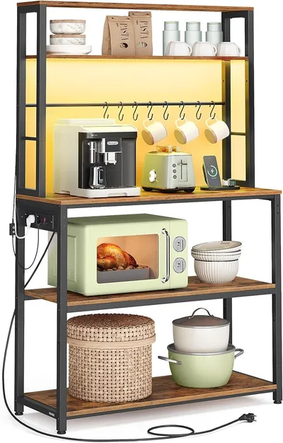 VASAGLE Estantería de Cocina con LED, para Microondas