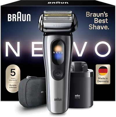 Braun NEVO Afeitadora Eléctrica Hombre NEVO11005C con Centro de Limpieza y Estuche