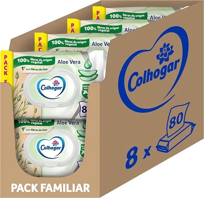 Pack Papel Higiénico Húmedo Colhogar Aloe Desechable por WC