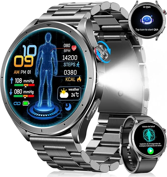 Reloj Inteligente Hombre con ECG, VFC y AI-GPT