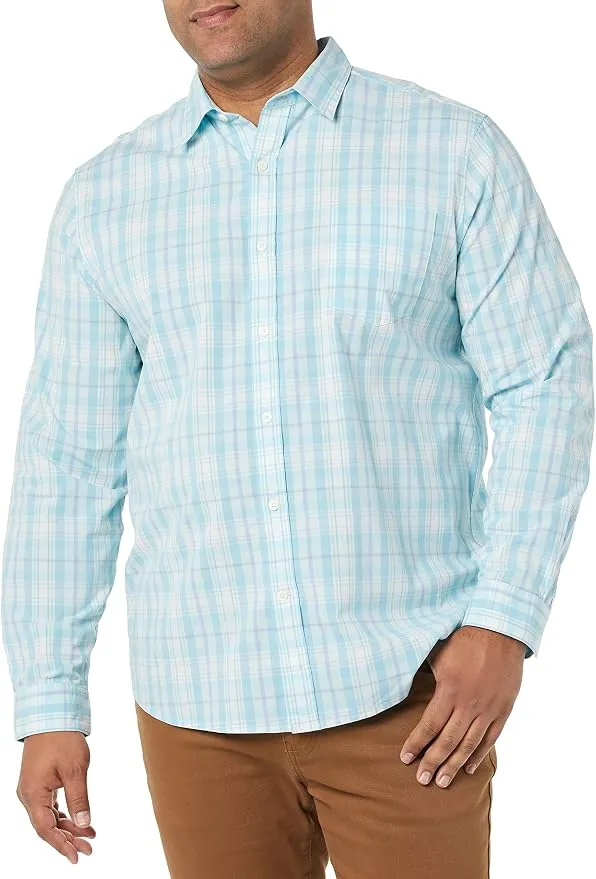 Camisa de Popelina Elástica Amazon Essentials Manga Larga Hombre
