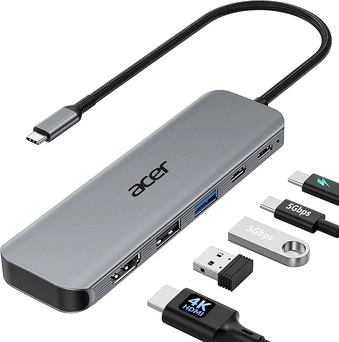 Acer Hub USB C 5 en 1 con HDMI 4K@60Hz y PD 100W